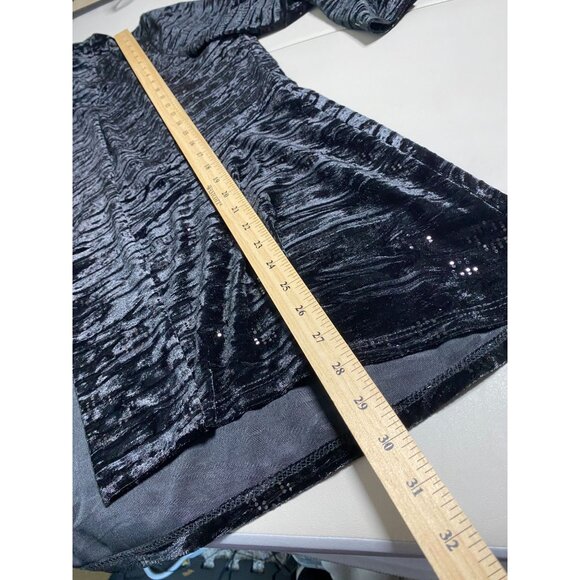 Frank Lyman Black Velvet Sequined Cardigan Size 14 Glitter Event Whimsigoth Goth - Picture 4 of 14
